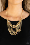 Paparazzi "Flaunt Your Fringe" Gold Necklace & Earring Set Paparazzi Jewelry