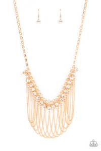 Paparazzi "Flaunt Your Fringe" Gold Necklace & Earring Set Paparazzi Jewelry