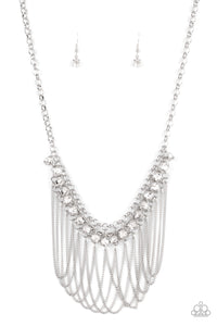 Paparazzi "Flaunt Your Fringe" Silver Necklace & Earring Set Paparazzi Jewelry