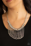 Paparazzi "Flaunt Your Fringe" Silver Necklace & Earring Set Paparazzi Jewelry