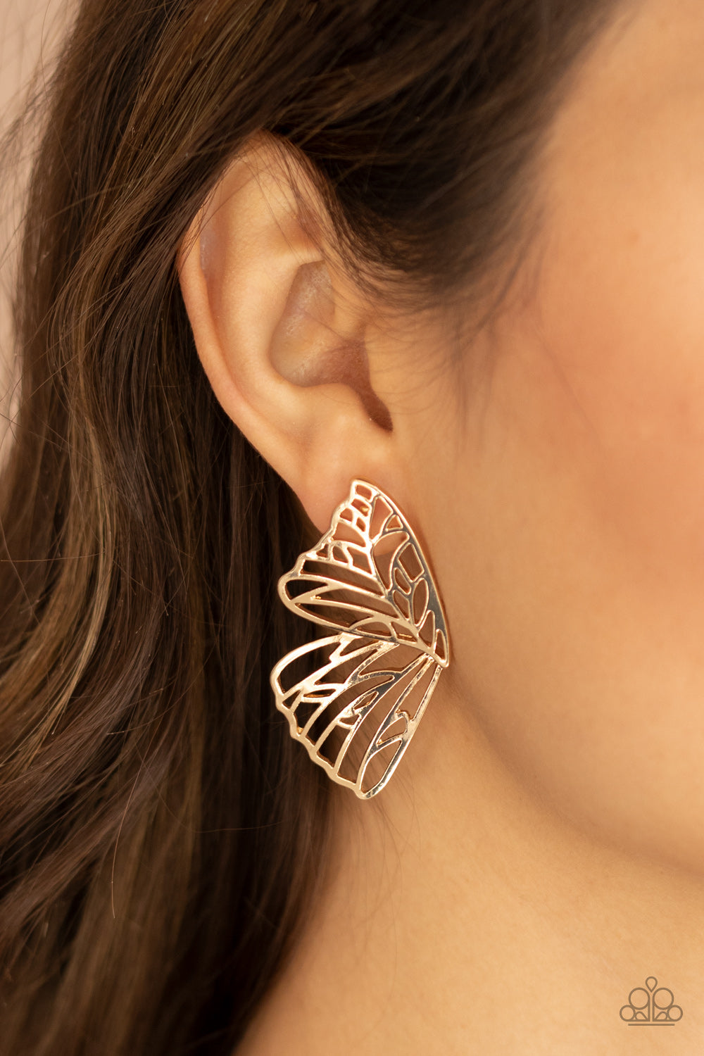 Paparazzi Butterfly Frills Gold Post Earrings