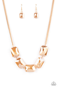 Paparazzi "Heard It On The HEIR-Waves" Gold Necklace & Earring Set Paparazzi Jewelry