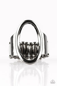 Paparazzi "A One-Up" Black Gunmetal Oval Open Center Ring Paparazzi Jewelry