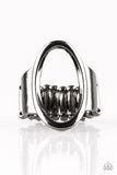 Paparazzi "A One-Up" Black Gunmetal Oval Open Center Ring Paparazzi Jewelry