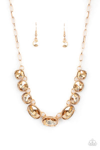 Paparazzi "Gorgeously Glacial" Gold Necklace & Earring Set Paparazzi Jewelry