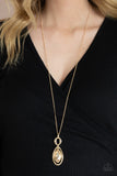 Paparazzi "Glamorously Glaring" Gold Necklace & Earring Set Paparazzi Jewelry