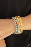 Paparazzi "Delightfully Disco" Yellow Bracelet Paparazzi Jewelry