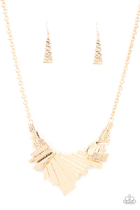 Paparazzi "Happily Ever Aftershock" Gold Necklace & Earring Set Paparazzi Jewelry