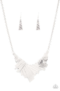 Paparazzi "Happily Ever Aftershock" Silver Necklace & Earring Set Paparazzi Jewelry