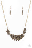 Paparazzi "Queen Of The QUILL" Brass Necklace & Earring Set Paparazzi Jewelry