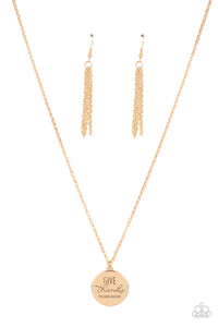 Paparazzi "Give Thanks" Gold Necklace & Earring Set Paparazzi Jewelry