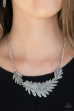 Paparazzi "Queen Of The QUILL" Silver Necklace & Earring Set Paparazzi Jewelry