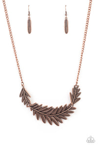 Paparazzi "Queen Of The QUILL" Copper Necklace & Earring Set Paparazzi Jewelry