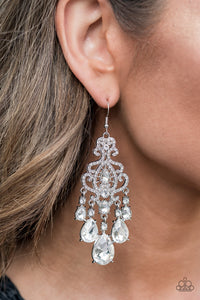 Paparazzi "Queen of All Things Sparkly" EXCLUSIVE White Earrings Paparazzi Jewelry