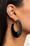 Paparazzi "Going OVAL-Board" Black Earrings Paparazzi Jewelry