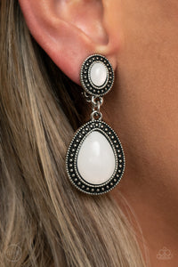 Paparazzi "Carefree Clairvoyance" White Clip On Earrings Paparazzi Jewelry