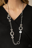 Paparazzi "Mechanically Metro" Silver Necklace & Earring Set Paparazzi Jewelry