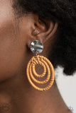 Paparazzi "Whimsically Wicker" Brown Clip On Earrings Paparazzi Jewelry