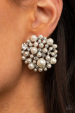 Paparazzi "Head To Toe Twinkle" White Clip On Earrings Paparazzi Jewelry