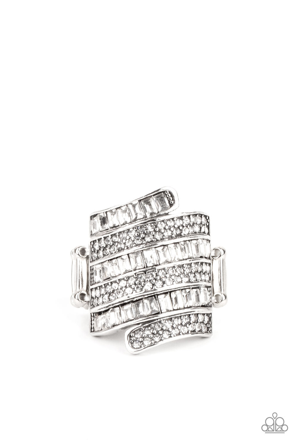 Ring with sparkly surface, half-hear contour, transparent zircons |  Jewellery Eshop EU