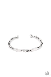 Paparazzi "Keep Calm and Believe" Silver Bracelet Paparazzi Jewelry