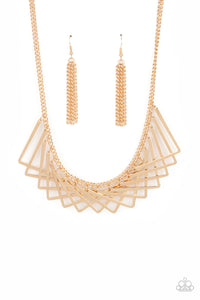 Paparazzi  "Metro Mirage" Gold Necklace & Earring Set Paparazzi Jewelry