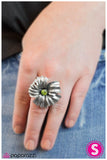 Paparazzi "Take Your Pick" Green Rhinestone Silver Flower Ring Paparazzi Jewelry