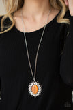 Paparazzi "Oh My Medallion" Orange Necklace & Earring Set Paparazzi Jewelry