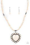 Paparazzi "A Heart Of Stone" White Necklace & Earring Set Paparazzi Jewelry