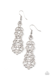 Paparazzi "Diva Decorum" White Earrings Paparazzi Jewelry