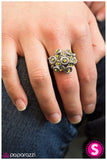 Paparazzi "Kryptonite" Yellow Rhinestone Circles Silver Tone Ring Paparazzi Jewelry