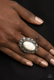 Paparazzi "Bring Down the Ranch House" White Ring Paparazzi Jewelry