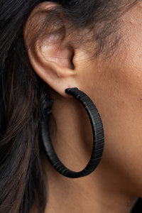 Paparazzi  "Leather-Clad Legend" Black Earrings Paparazzi Jewelry