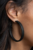 Paparazzi  "Leather-Clad Legend" Black Earrings Paparazzi Jewelry