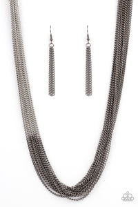 Paparazzi "Metallic Merger" Black Necklace & Earring Set Paparazzi Jewelry