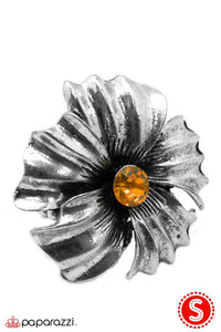 Paparazzi "Take Your Pick" Orange Rhinestone Silver Flower Ring Paparazzi Jewelry
