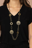 Paparazzi "HOLEY Relic" Brass Necklace & Earring Set Paparazzi Jewelry