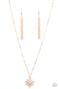 Paparazzi "Lotus Retreat" Rose Gold Necklace & Earring Set Paparazzi Jewelry