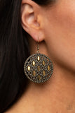 Paparazzi "Medallion Stallion" Brass Earrings Paparazzi Jewelry