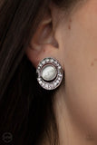 Paparazzi "Glow Of Force" White Clip On Earrings Paparazzi Jewelry