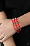 Paparazzi "Here TO Staycation" Red Bracelet Paparazzi Jewelry