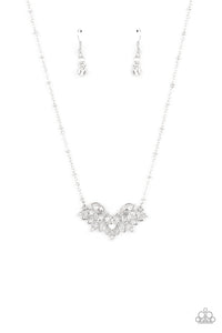 Paparazzi "Deluxe Diadem" White Necklace & Earring Set Paparazzi Jewelry