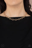 Paparazzi "Craveable Couture" Gold Choker Necklace & Earring Set Paparazzi Jewelry