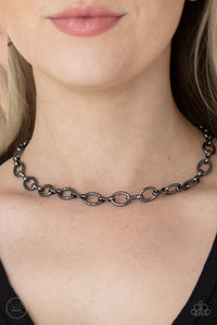 Paparazzi "Craveable Couture?" Black Choker Necklace & Earring Set Paparazzi Jewelry