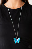 Paparazzi "The Social Butterfly Effect" Blue Necklace & Earring Set Paparazzi Jewelry