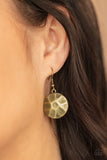 Paparazzi "Token Texture" Brass Necklace & Earring Set Paparazzi Jewelry