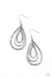 Paparazzi "Teardrop Torrent" White Earrings Paparazzi Jewelry