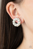 Paparazzi "Roundabout Ritz" White Clip On Earrings Paparazzi Jewelry