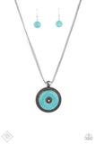 Paparazzi "Epicenter Of Attention" Blue FASHION FIX Necklace & Earring Set Paparazzi Jewelry