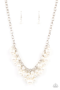 Paparazzi "DOWN For The Countess" White Necklace & Earring Set Paparazzi Jewelry